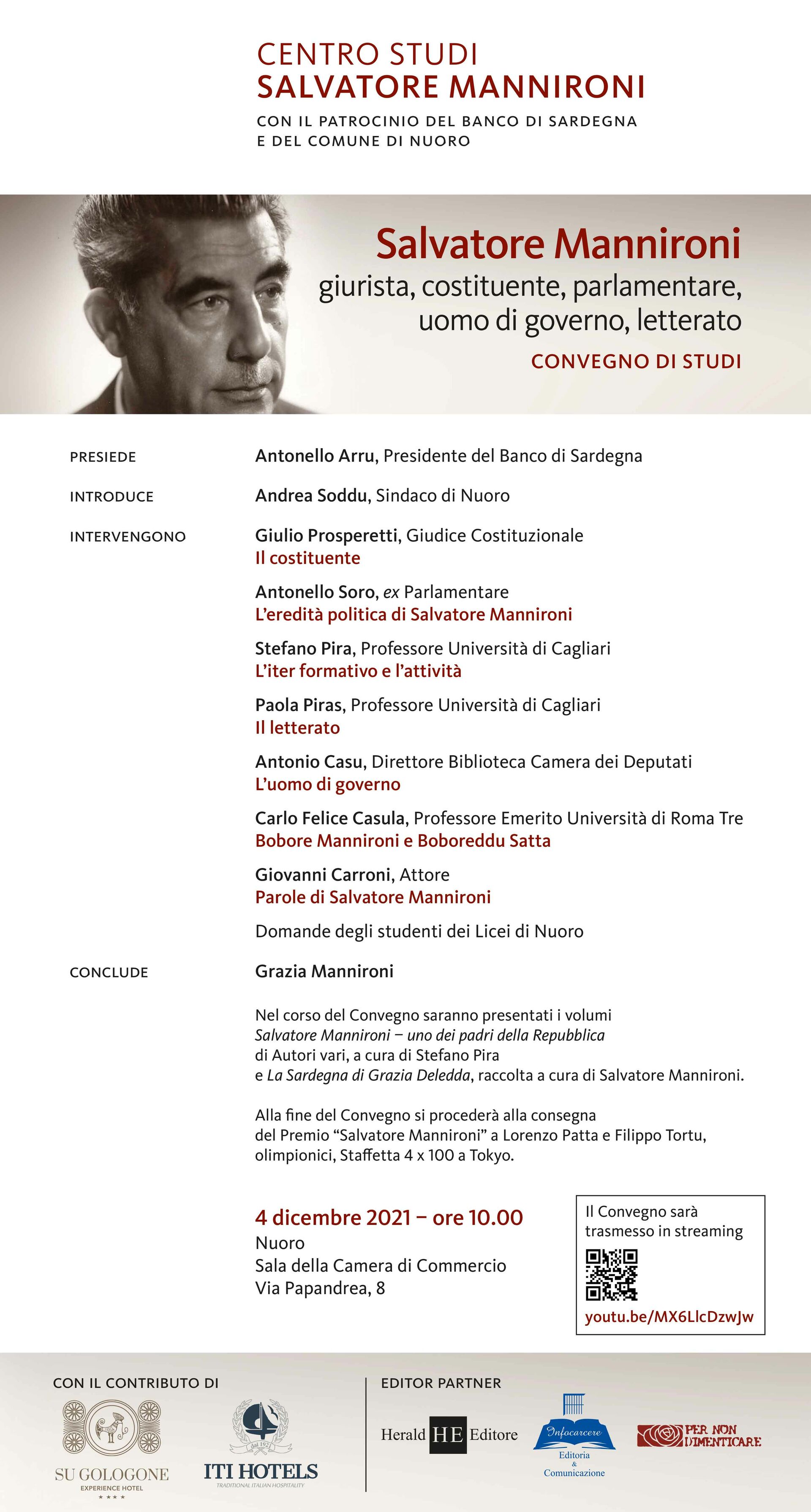 Convegno di Studi su Salvatore Mannironi: giurista, costituente, parlamentare, uomo di governo e letterato.